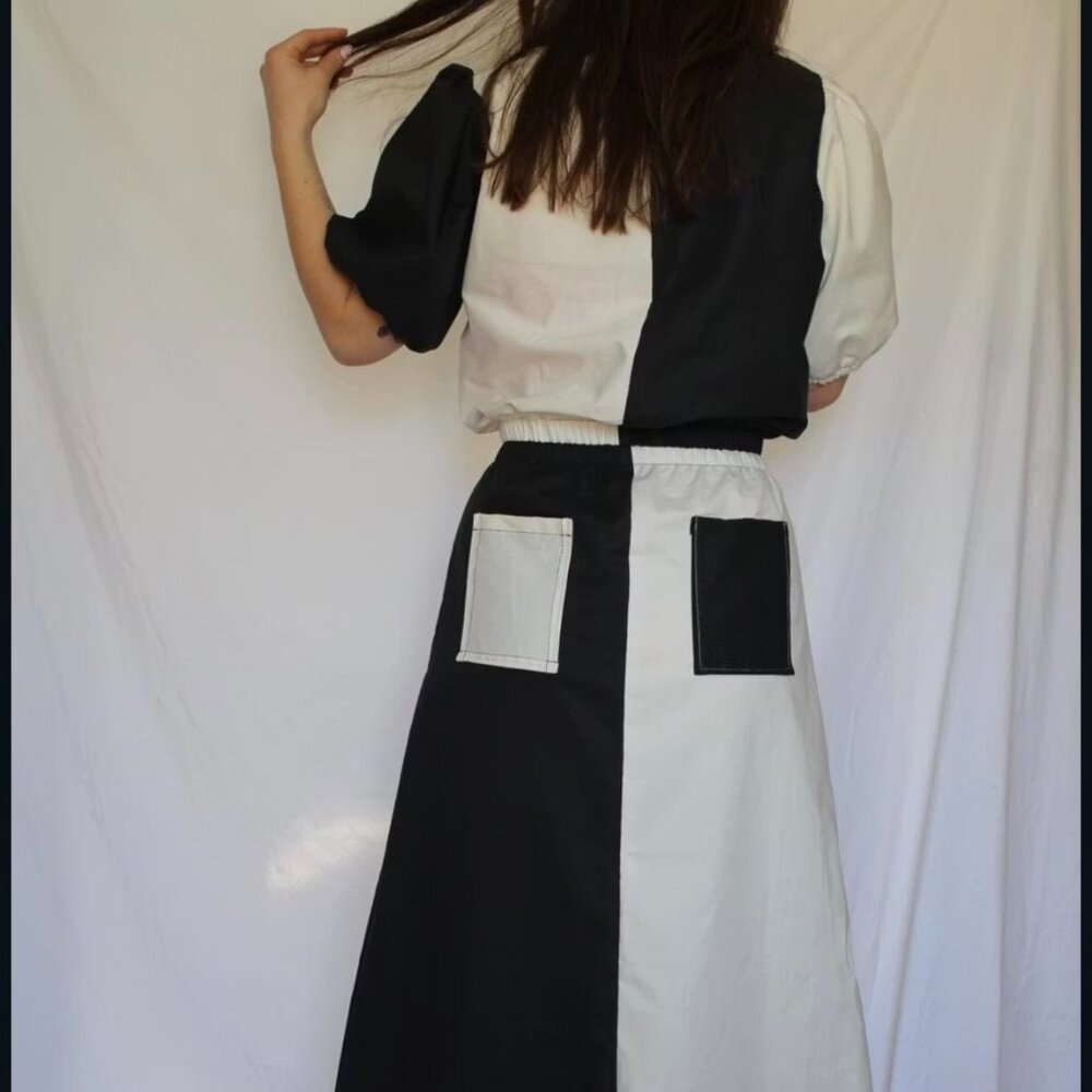 Isabelle Eve Apparel colorblock black and white elle top and skirt matching set